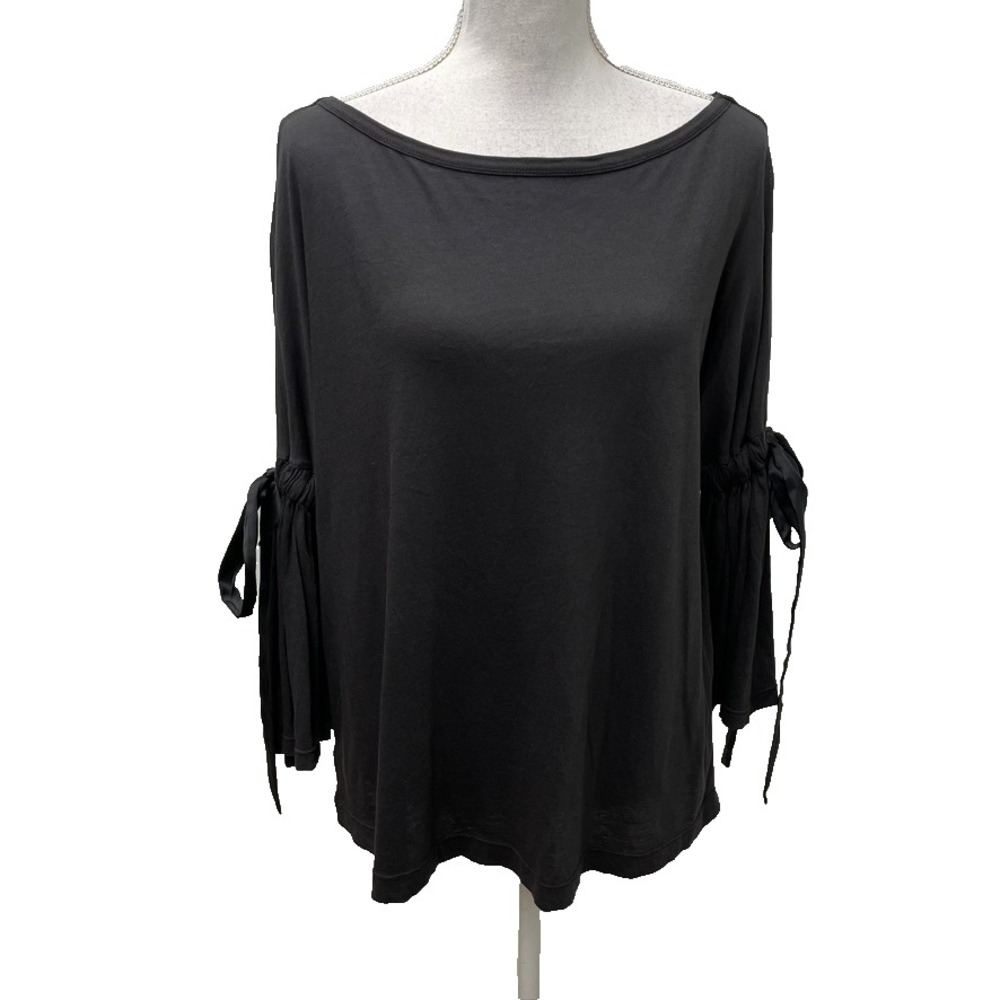 Lou & Grey Bell Tie Sleeve Blouse Top Womens Medium Black Whimsigoth Dark Fairy